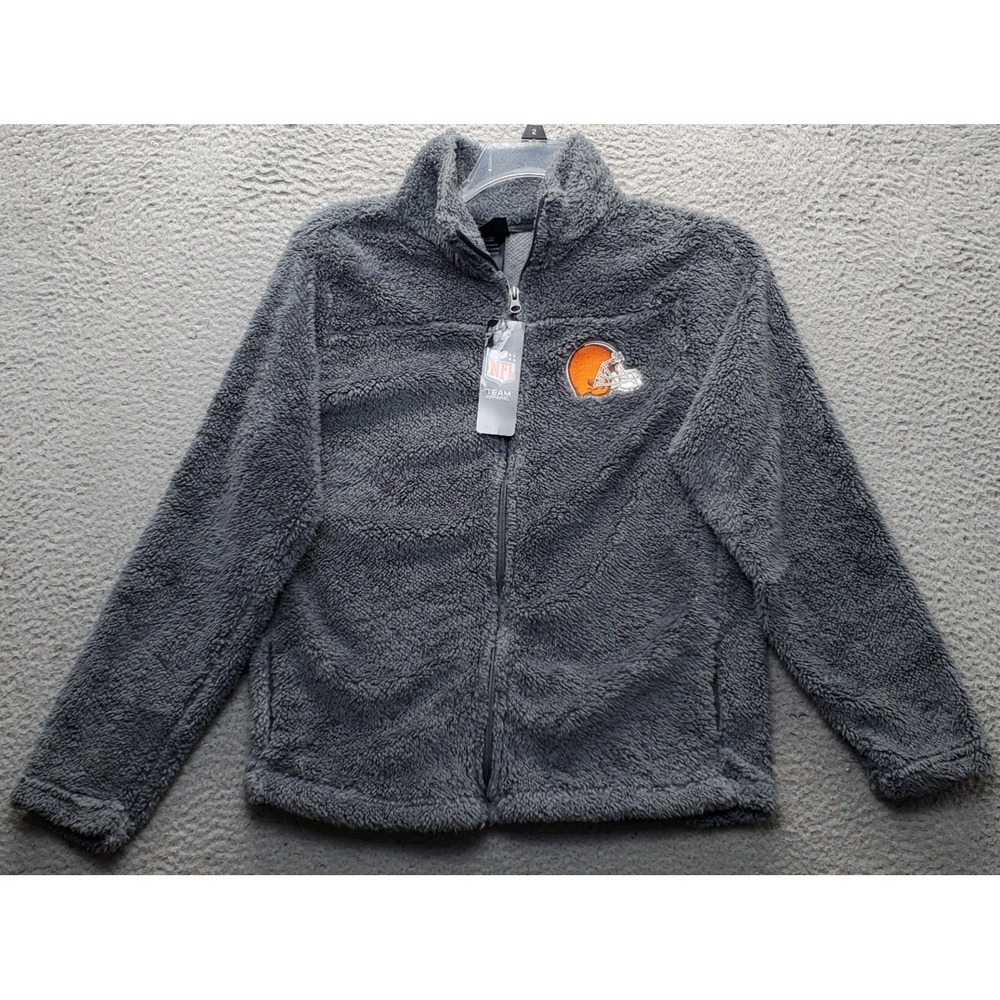 NFL Cleveland Browns Juniors Collection Fleece Jacket Football Men L Gray Zip Up